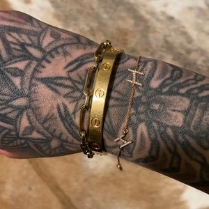 Diamond Pave Letter H Rose Gold Bracelet